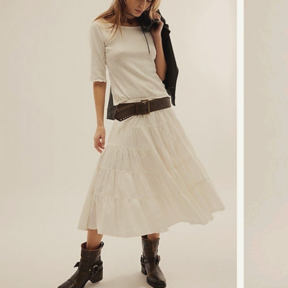 Cotton Creme Gauzy Tiered Midi Skirt size 10 (girls) size 2 (womens) - Picture 1 of 12
